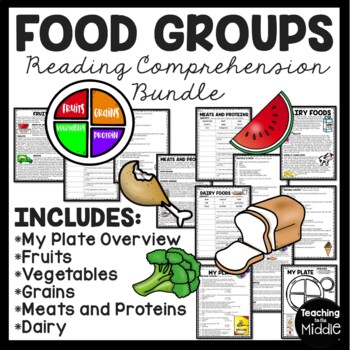 Preview of Food Groups Reading Comprehension Bundle My Plate Nutrition