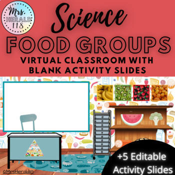 Preview of Food Groups Science Themed Virtual Classroom Template Bitmoji™ Google Slides™
