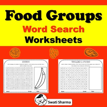 Preview of 13 Food Groups Word Search Worksheets, Food Group Activities