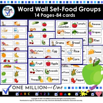 Preview of Food Groups Word Wall Set-Vocabulary Food Words with Pictures