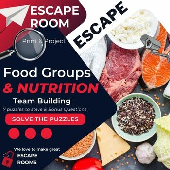 Preview of Food Groups and Nutrition Escape Room : Healthy Eating and My plate