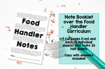Preview of Food Handler Notes Booklet  34 half pages (18 full sheets) of notes