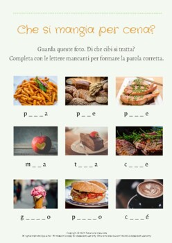 Preview of Food — Italian Exercises (Che si mangia per cena?)