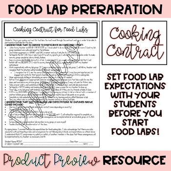 Preview of Food Lab Cooking Contract | Food & Nutrition | Labs | Family Consumer Sciences