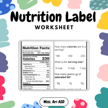 Preview of FREEBIE Reading Nutrition Labels | Food Label Math | Life Skills