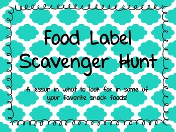 Preview of Food Label Scavenger Hunt  {*FREEBIE*}