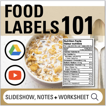 Preview of Food Label Slideshow: Notes + Worksheet | Nutrition Facts and Ingredient 101
