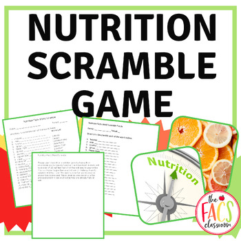 Nutrition Facts Word Scramble by The Family and Consumer Science Classroom