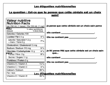 Preview of Food Labels - In French