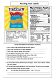 Food Labels - Reading Challenge activity