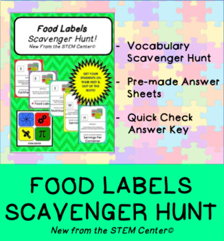 Preview of Food Labels Scavenger Hunt