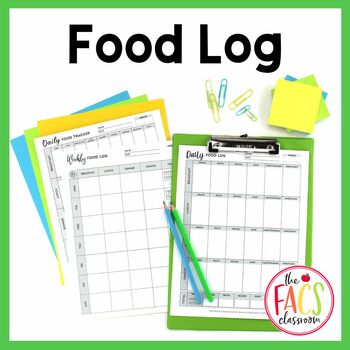 Preview of Food Log Worksheet for Nutrition, Health and Wellness | FCS