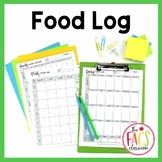 Food Log Worksheet for Nutrition, Health and Wellness | FCS