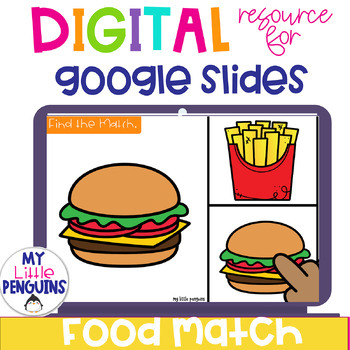 Preview of Food Match Google Slides, PDF Clip Card Format and an Easel Assessment