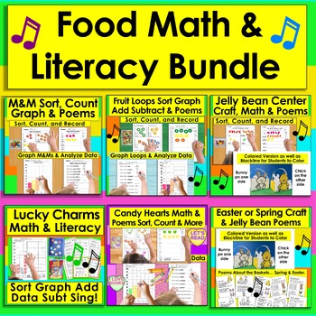 Preview of Food Math & Literacy Integration Activities for K/1 BUNDLE VALUE