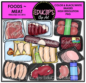 Preview of Food~Meat Clip Art Bundle {Educlips Clipart}