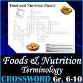 Food & Nutrition Terminology Crossword Puzzle Activity Worksheet