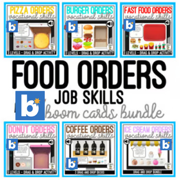 Preview of Food Orders Job Skills - Drag & Drop Boom Cards Bundle