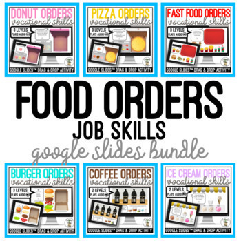 Preview of Food Orders Job Skills - Google Slides Drag & Drop Bundle