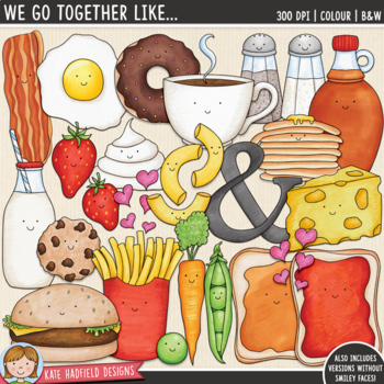 Preview of Food Pairs Clip Art 1: We Go Together Like... (Kate Hadfield Designs)