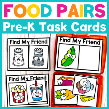 Preview of Food Pairs Preschool Task Cards DOLLAR DEAL