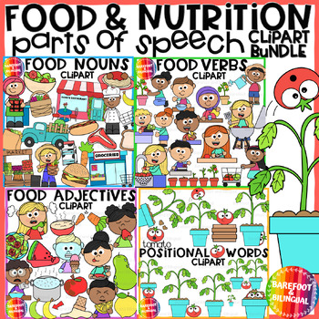 Preview of Food Parts of Speech Grammar Clipart Bundle - Food & Nutrition