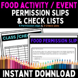Preview of Food Permission Slip & Check List - Pre-Written, Editable and Printable