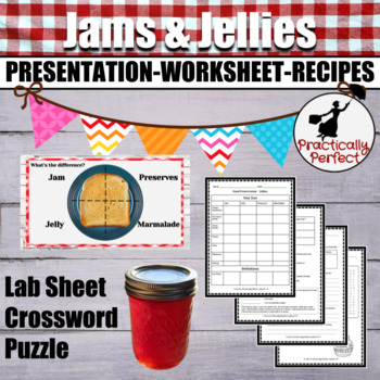 Preview of Food Preservation Jams, Jellies, Preserves, Marmalades Worksheet, Lab, Crossword