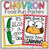 Food Pun Posters in a Rainbow Chevron Classroom Decor Theme