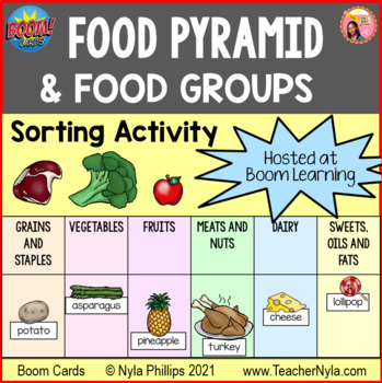Preview of Food Pyramid and Food Groups Sorting Activity Boom Cards™ Deck
