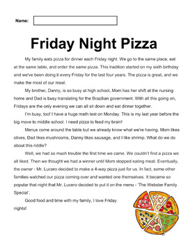 Making Friends with Pizza, Third Grade Reading Passage