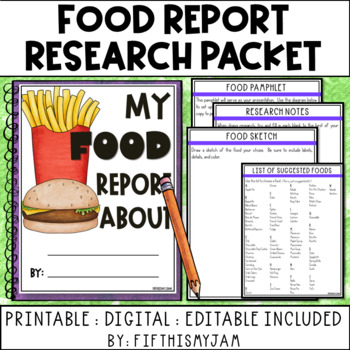 Preview of Food Research Packet | Pamphlet Project