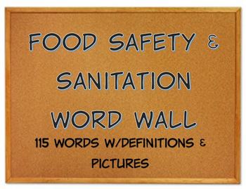 Preview of Food Safety & Sanitation Word Wall 121 Terms w/Definitions & Pictures +GAMES!
