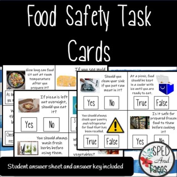 Preview of Food Safety Task Cards    