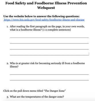 Preview of Food Safety and Foodborne Illness Prevention Webquest