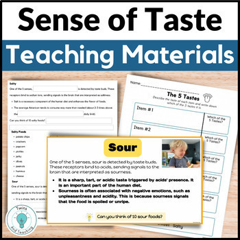 Preview of Food Science Lesson Sense of Taste Lesson in Google for Culinary, FCS, Prostart