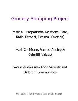 Preview of Food Security Grocery Math & Social Studies Project