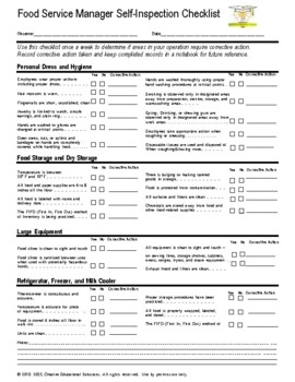 Preview of Food Service Manager Self-Inspection Checklist