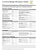Food Service Manager Self-Inspection Checklist