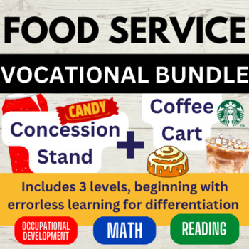 Preview of Food Service Vocational Activities Bundle: Coffee + Concession Stand - 3 Levels