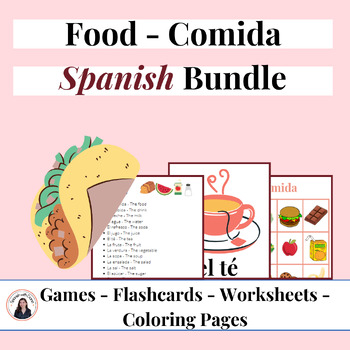 Preview of La Comida Food - Spanish Vocabulary Unit Bundle - Activities, Bingo, Decor