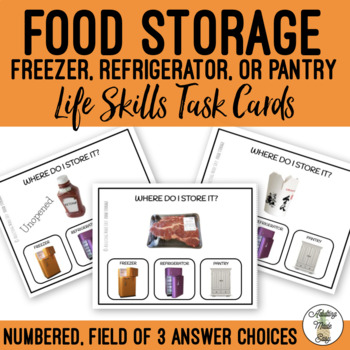 Preview of Food Storage Field of 3 Task Cards