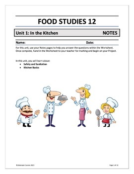 Preview of Food Studies 12 Unit 1: In the Kitchen NOTES (digital)