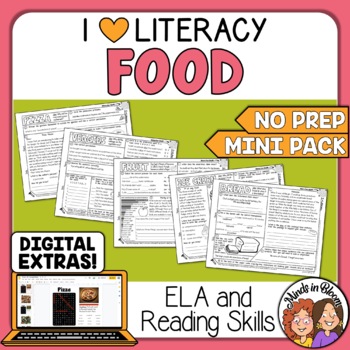 Preview of Food Themed ELA and Reading Skills Review Mini-Pack - Morning Work