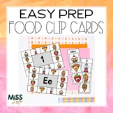 Food Themed Letter & Number Identification Easy Prep Clip Cards