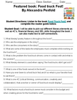 Preview of Food Truck Fest! Student Worksheet & No Prep Lesson Plan to teach SEL& STEM