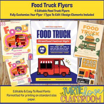 Preview of Food Truck Festival & School Event (4) Fully Customize your Flyer Ready to Edit!