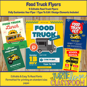 Preview of Food Truck Festival & School Lunch (5) Fully Customize your Flyer Ready to Edit!