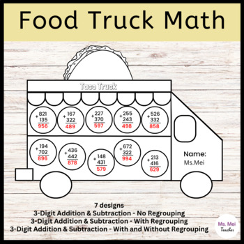 Preview of Food Truck Math Crafts - 3-Digit Addition and Subtraction