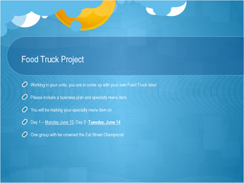 Preview of Food Truck Project Instructions PowerPoint